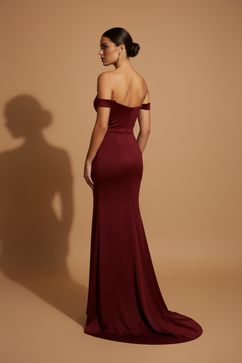 Abito lungo elegante Aura – Bordeaux