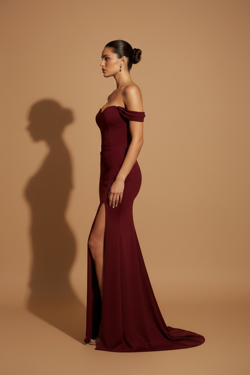Abito lungo elegante Aura – Bordeaux
