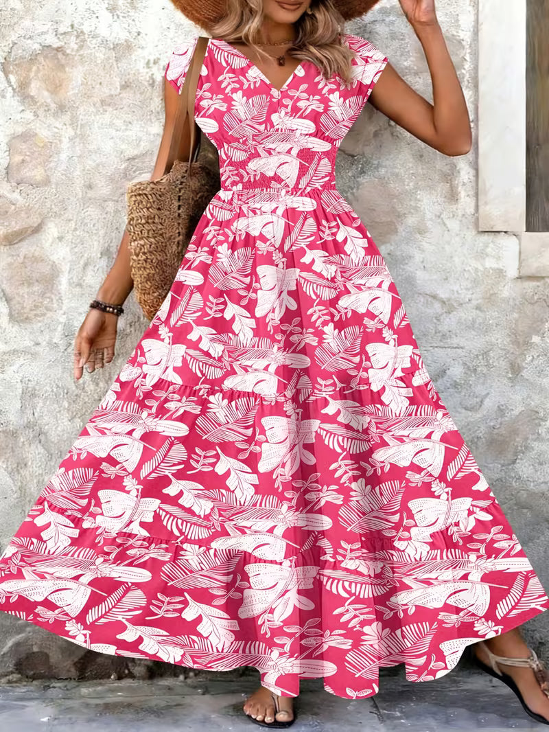 Marta - Abito lungo vintage con stampa floreale