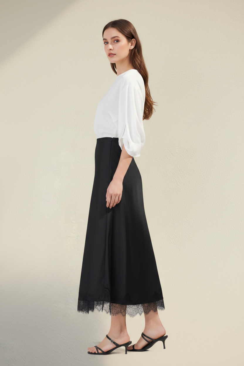 Noire – Gonna Midi Pizzo Effetto Elegante