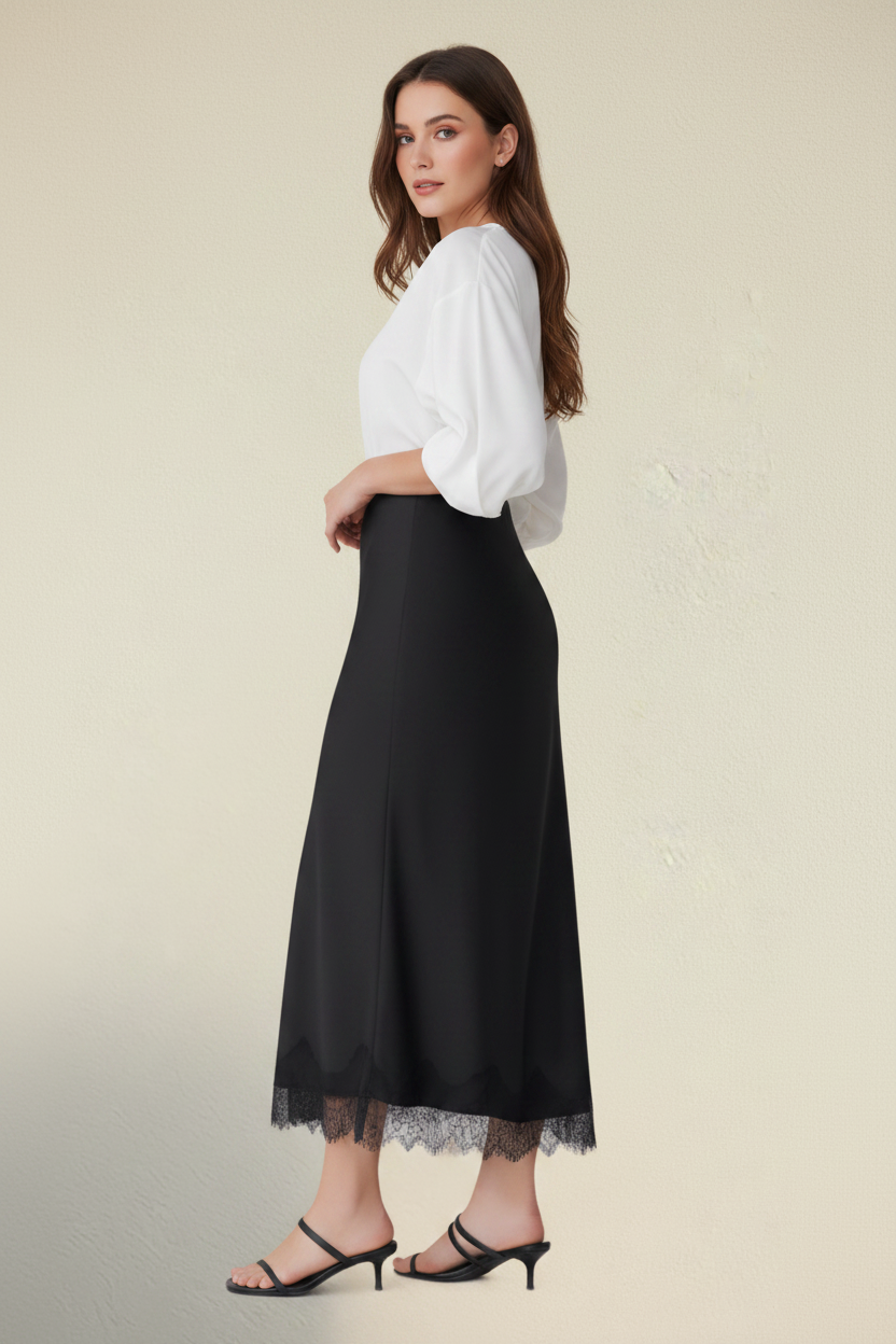 Noire – Gonna Midi Pizzo Effetto Elegante