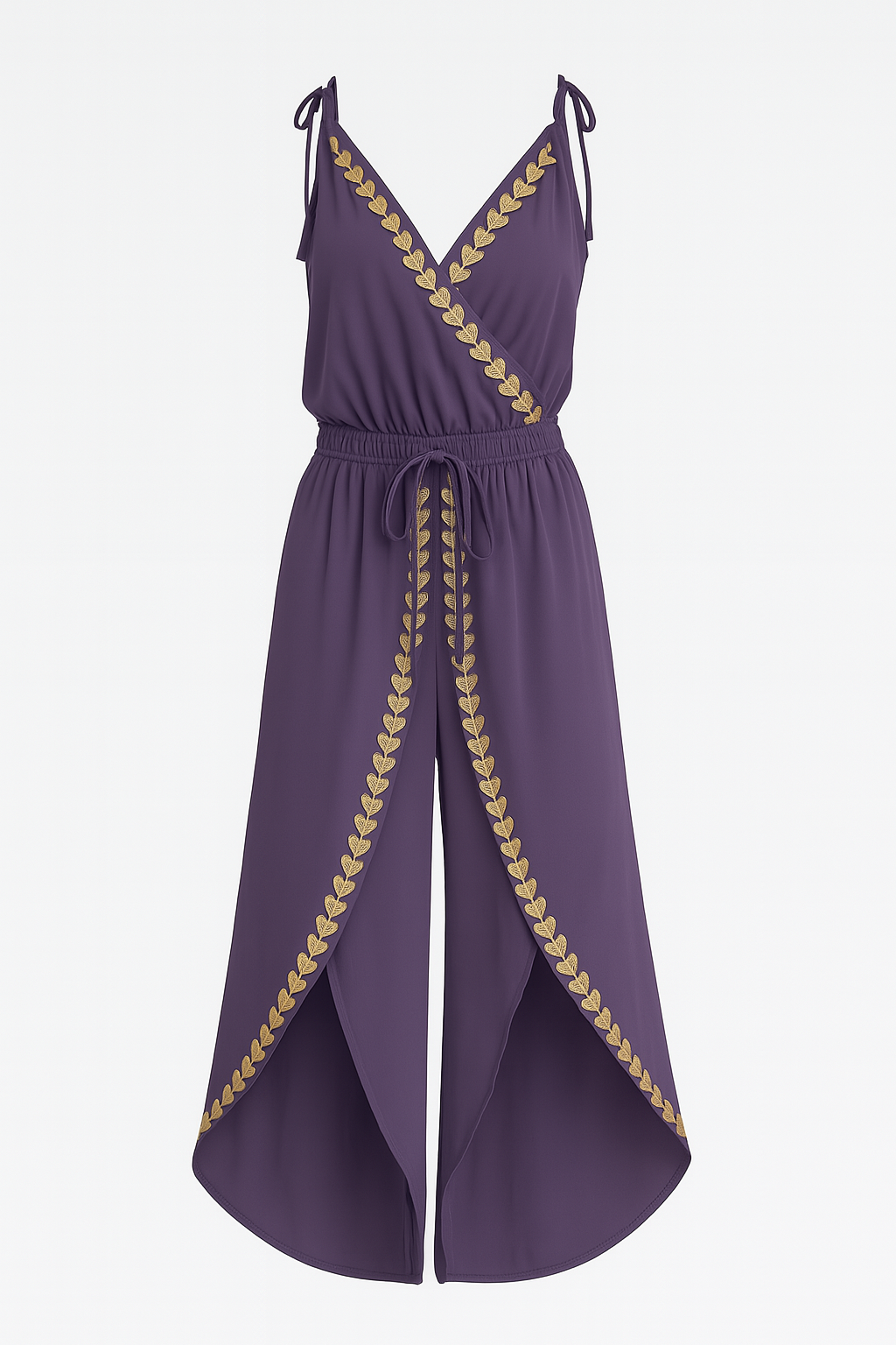 Donatila | Jumpsuit con Dettagli Dorati e Gamba Aperta