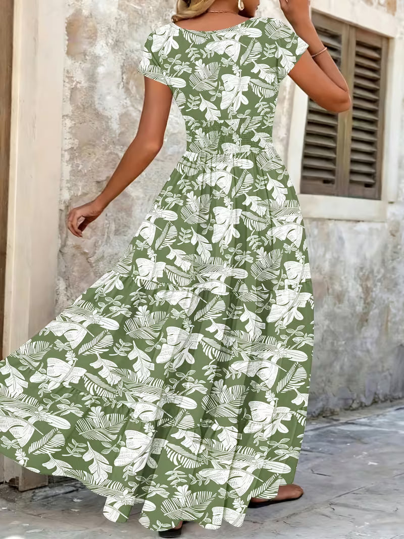 Marta - Abito lungo vintage con stampa floreale