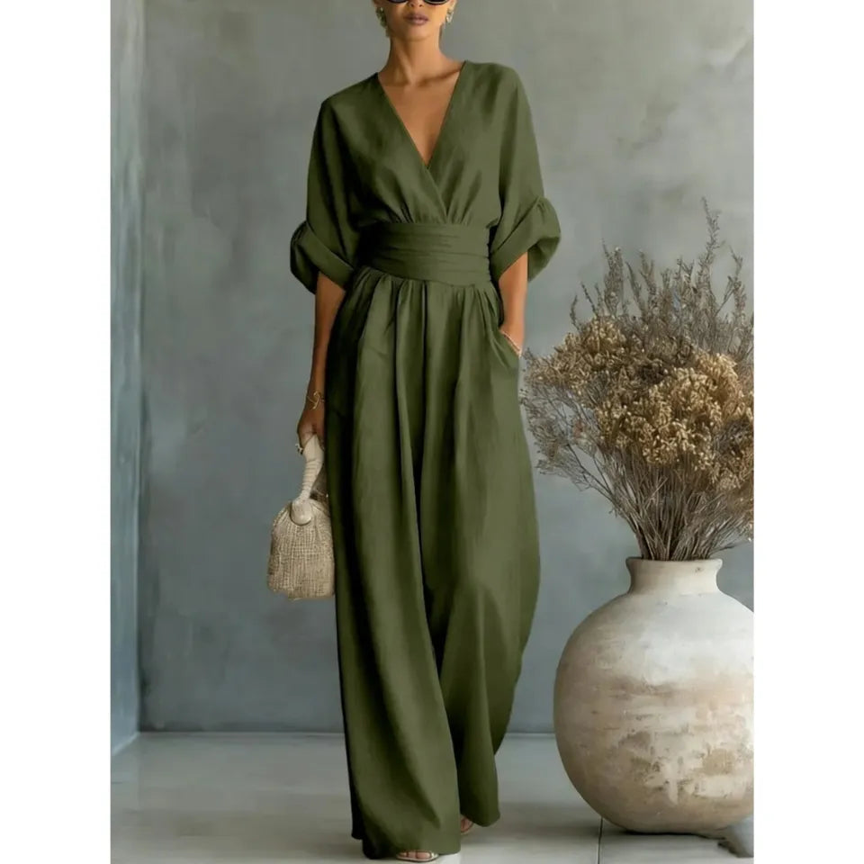 Elowen | Tuta Elegante Drappeggiata a Gamba Larga