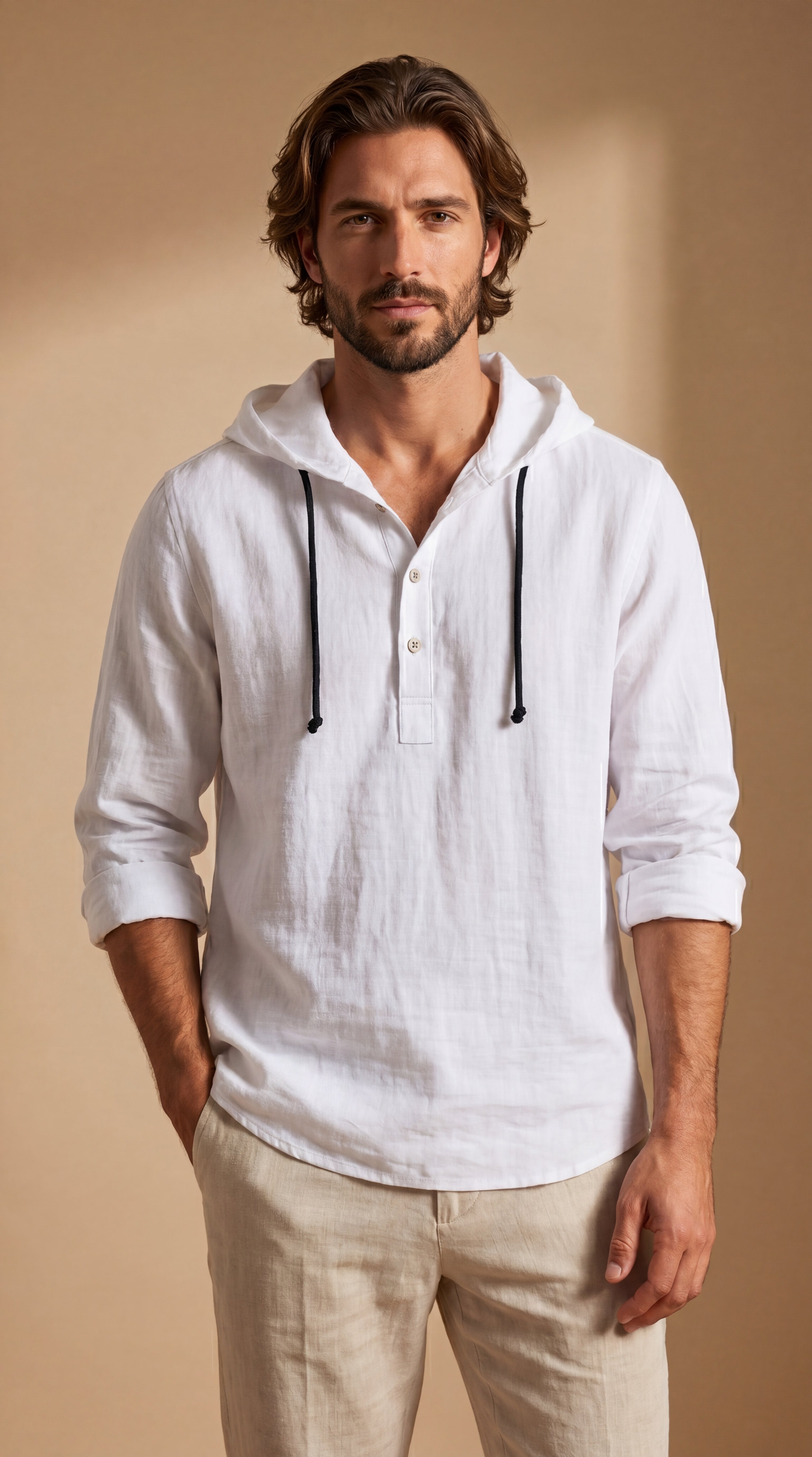 Luca | Felpa in Lino Premium con Cappuccio