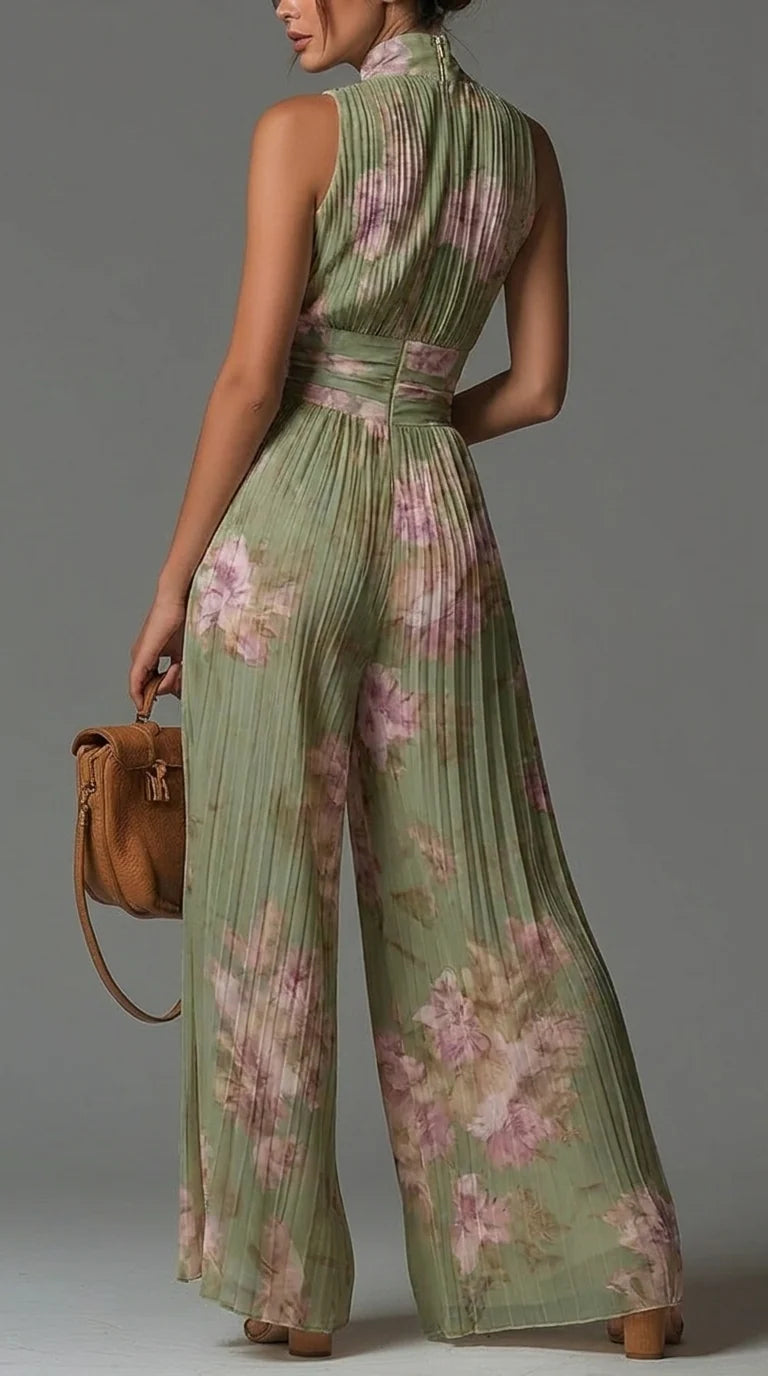 Inés | Tuta in chiffon a pieghe floreale