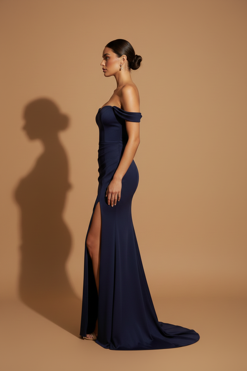 Abito lungo elegante Aura – Blu Navy