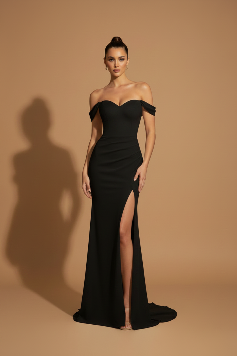 Abito lungo elegante Aura – Nero