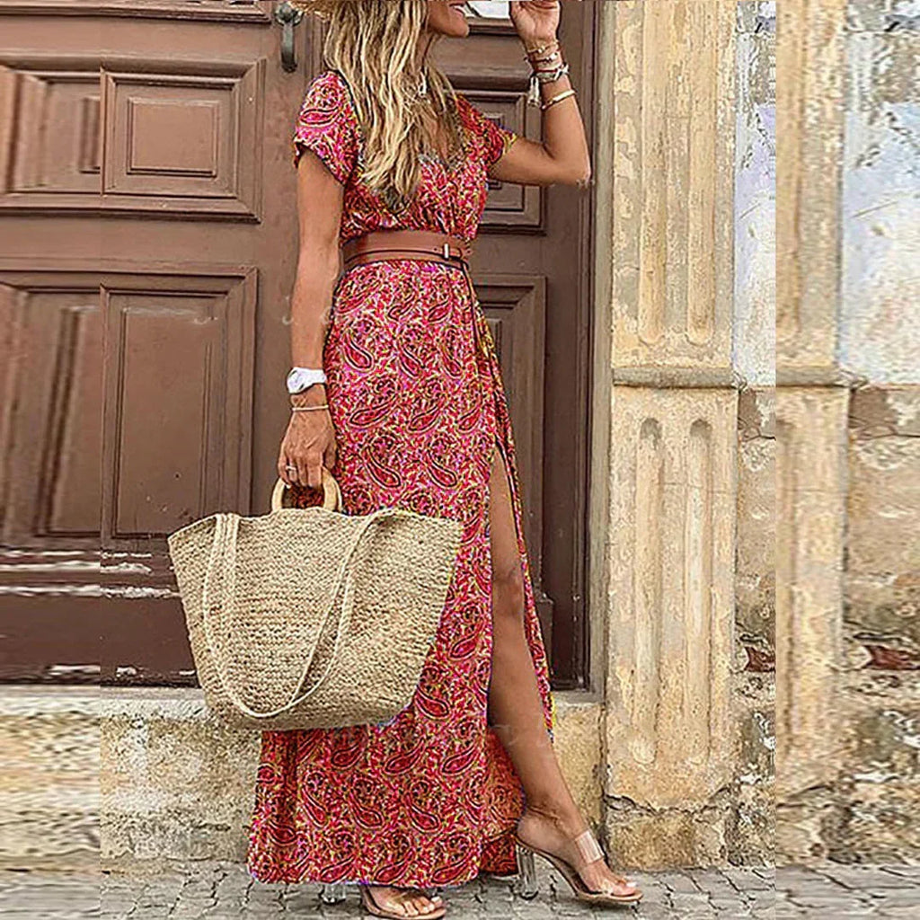 Joselin – Abito lungo boho e vaporoso con cintura