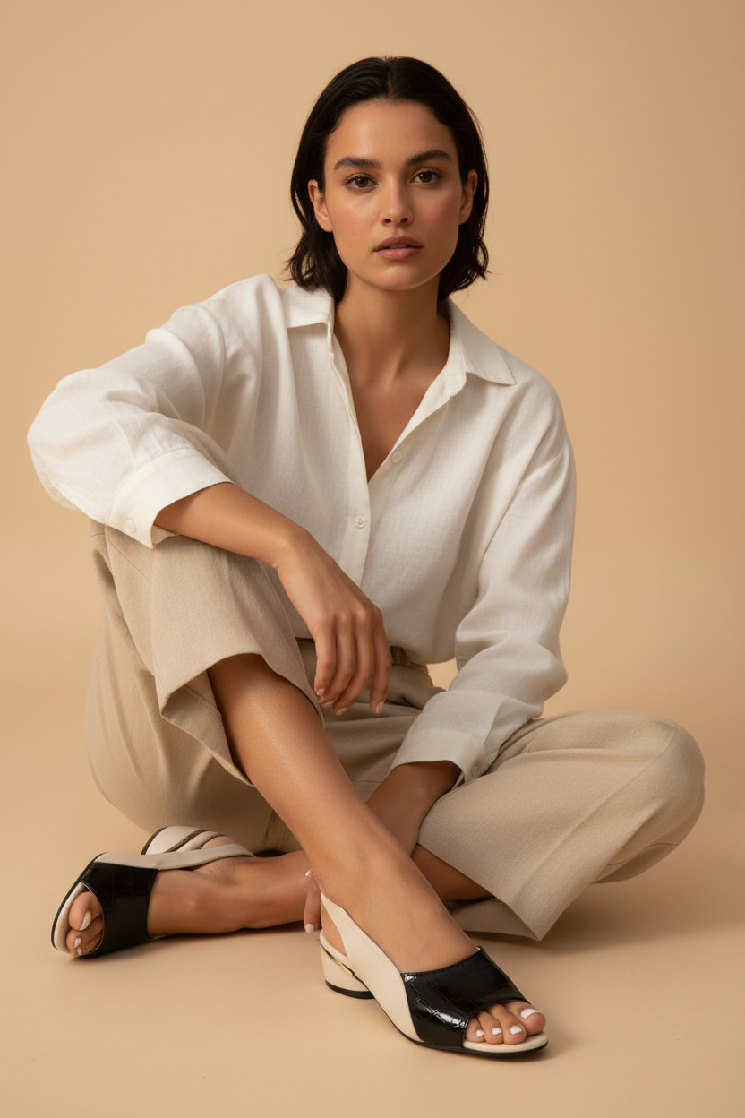Sandalia Bianca Bicolor™ – Eleganza minimalista