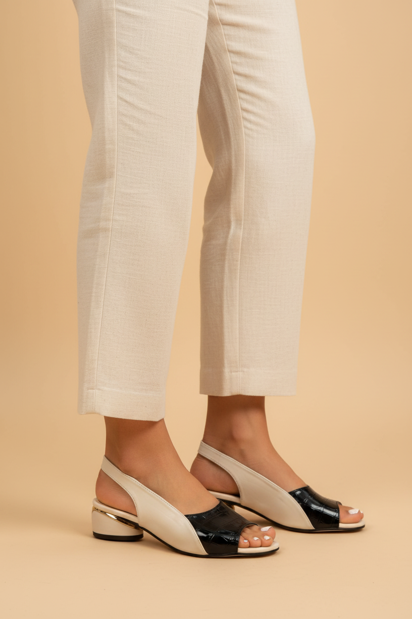 Sandalia Bianca Bicolor™ – Eleganza minimalista