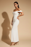 Serena Vestito Lungo Drappeggiato Bianco