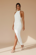 Celia – Abito midi halter effetto silhouette bianco